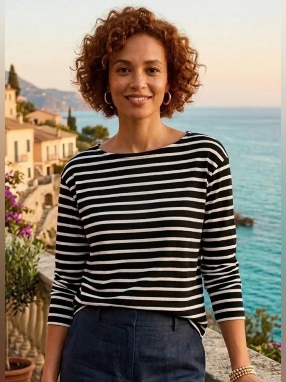 J. Crew Mariner Cloth Boatneck T-shirt in Stripe